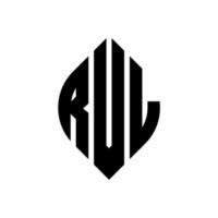 design de logotipo de carta de círculo rvl com forma de círculo e elipse. letras de elipse rvl com estilo tipográfico. as três iniciais formam um logotipo circular. rvl círculo emblema abstrato monograma carta marca vetor. vetor