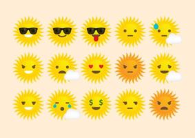 Emoticons do vetor do sol