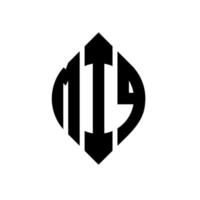 design de logotipo de carta de círculo miq com forma de círculo e elipse. letras de elipse miq com estilo tipográfico. as três iniciais formam um logotipo circular. miq círculo emblema abstrato monograma carta marca vetor. vetor