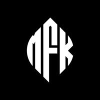 design de logotipo de letra de círculo mfk com forma de círculo e elipse. letras de elipse mfk com estilo tipográfico. as três iniciais formam um logotipo circular. mfk círculo emblema abstrato monograma carta marca vetor. vetor
