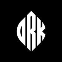 design de logotipo de carta círculo ork com forma de círculo e elipse. letras de elipse ork com estilo tipográfico. as três iniciais formam um logotipo circular. ork círculo emblema abstrato monograma carta marca vetor. vetor