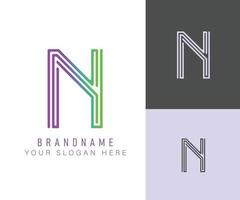 monograma logotipo letra do alfabeto n com cor neon, adequado para logotipos, títulos e cabeçalhos vetor