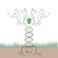 árvore de DNA crescendo do solo para fornecer energia limpa e inovações vetor