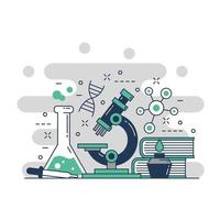 design de ilustração de site de conceito de molécula de química 1 vetor