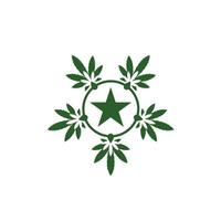 design de logotipo de ilustração de estrela de cannabis de cânhamo círculo verde vetor