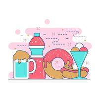 design de ilustração de site de conceito de alimentos e bebidas 3 vetor