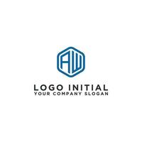 inspiração de design de logotipo para empresas a partir do ícone do logotipo da letra inicial aw. -vetor vetor