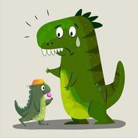 personagem feliz de dinossauros engraçados, ícone, mascote, ilustração em vetor animal dos desenhos animados.