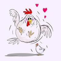 galinha, frango, ícone mascote personagem animal ilustração vetorial de fazenda de aves. vetor