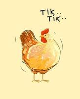 galinha, frango, personagem animal de fazenda de aves, ícone, ilustração vetorial símbolo desenhado à mão.