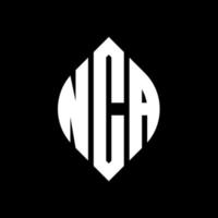 design de logotipo de carta de círculo nca com forma de círculo e elipse. letras de elipse nca com estilo tipográfico. as três iniciais formam um logotipo circular. nca círculo emblema abstrato monograma carta marca vetor. vetor