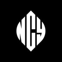 design de logotipo de carta de círculo ncy com forma de círculo e elipse. letras de elipse ncy com estilo tipográfico. as três iniciais formam um logotipo circular. ncy círculo emblema abstrato monograma carta marca vetor. vetor