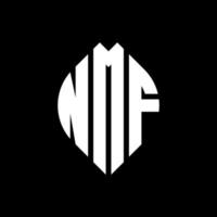 design de logotipo de carta de círculo nmf com forma de círculo e elipse. letras de elipse nmf com estilo tipográfico. as três iniciais formam um logotipo circular. nmf círculo emblema abstrato monograma carta marca vetor. vetor