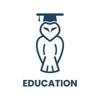 modelo de logotipo de educação com mascote de coruja em fundo isolado vetor