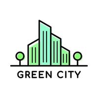 modelo de logotipo da cidade verde ou cidade ecológica em fundo isolado vetor