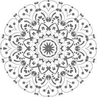 mandala ornamento contorno doodle ilustração desenhados à mão. estilo de tatuagem de henna vetorial, pode ser usado para têxteis, livros para colorir, impressão de capa de telefone, cartões de felicitações vetor