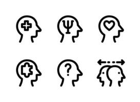 conjunto simples de ícones de linha vetorial relacionados à saúde mental vetor