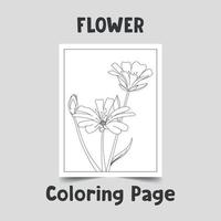 página de coloração de flores, arte de linha de flores na página a4, contorno de flores em fundo branco, contorno de flores maravilhosas, vetor de flores desenhadas à mão