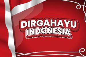 design de vetor de banner do dia da independência indonésia com fundo de bandeira vermelha e branca