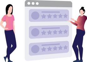 as meninas estão olhando para a classificação por estrelas da página da web. vetor