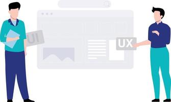 os meninos estão trabalhando em web ux e ui. vetor