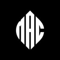 design de logotipo de letra de círculo mac com forma de círculo e elipse. letras de elipse mac com estilo tipográfico. as três iniciais formam um logotipo circular. mac círculo emblema abstrato monograma carta marca vetor. vetor