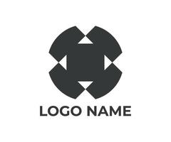 logotipo floral abstrato, logotipo do círculo do logotipo do emblema com logotipo de cor preta vetor
