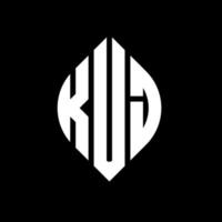 design de logotipo de carta de círculo kuj com forma de círculo e elipse. letras de elipse kuj com estilo tipográfico. as três iniciais formam um logotipo circular. kuj círculo emblema abstrato monograma carta marca vetor. vetor