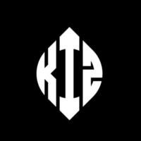 kiz design de logotipo de carta de círculo com forma de círculo e elipse. letras de elipse kiz com estilo tipográfico. as três iniciais formam um logotipo circular. kiz círculo emblema abstrato monograma carta marca vetor. vetor