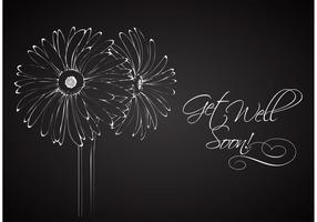 Desenho floral desenhado gratuitamente no quadro-negro vetor