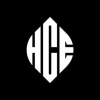 hce design de logotipo de carta de círculo com forma de círculo e elipse. letras de elipse hce com estilo tipográfico. as três iniciais formam um logotipo circular. hce círculo emblema abstrato monograma carta marca vetor. vetor