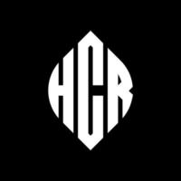 design de logotipo de letra de círculo hcr com forma de círculo e elipse. letras de elipse hcr com estilo tipográfico. as três iniciais formam um logotipo circular. hcr círculo emblema abstrato monograma carta marca vetor. vetor