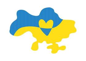 mapa vetorial da ucrânia com coração e cor azul e amarela. salve a Ucrânia. elemento de design para adesivo, banner, pôster, cartão. ilustração isolada vetor