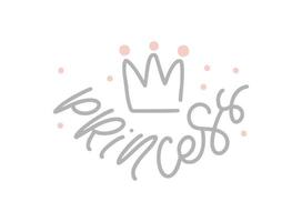 ilustração vetorial bebê texto princesa letras com uma coroa para impressão, design de t-shirt e roupas de menina, logotipo, etiqueta, etiqueta, inscrição. vetor