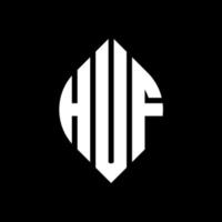 huf design de logotipo de carta de círculo com forma de círculo e elipse. huf letras de elipse com estilo tipográfico. as três iniciais formam um logotipo circular. huf círculo emblema abstrato monograma carta marca vetor. vetor