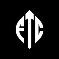 design de logotipo de letra de círculo ftc com forma de círculo e elipse. letras de elipse ftc com estilo tipográfico. as três iniciais formam um logotipo circular. ftc círculo emblema abstrato monograma carta marca vetor. vetor