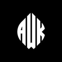 design de logotipo de carta de círculo awk com forma de círculo e elipse. letras de elipse awk com estilo tipográfico. as três iniciais formam um logotipo circular. awk círculo emblema abstrato monograma carta marca vetor. vetor