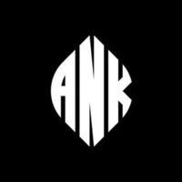 design de logotipo de carta de círculo ank com forma de círculo e elipse. letras de elipse ank com estilo tipográfico. as três iniciais formam um logotipo circular. Ank círculo emblema abstrato monograma carta marca vetor. vetor