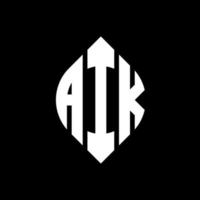 design de logotipo de carta de círculo aik com forma de círculo e elipse. letras de elipse aik com estilo tipográfico. as três iniciais formam um logotipo circular. aik círculo emblema abstrato monograma carta marca vetor. vetor