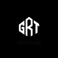 design de logotipo de carta grt com forma de polígono. grt polígono e design de logotipo em forma de cubo. modelo de logotipo de vetor hexágono grt cores brancas e pretas. monograma grt, logotipo de negócios e imóveis.