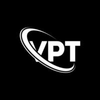 logotipo vpt. carta vpt. design de logotipo de carta vpt. iniciais vpt logotipo ligado com círculo e logotipo monograma em maiúsculas. tipografia vpt para marca de tecnologia, negócios e imóveis. vetor