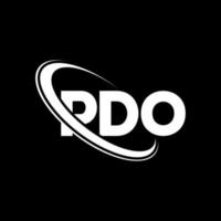 logotipo pdo. carta pdo. design de logotipo de carta pdo. iniciais pdo logotipo ligado com círculo e logotipo monograma maiúsculo. tipografia pdo para marca de tecnologia, negócios e imóveis. vetor