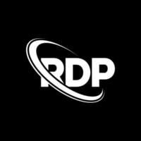 logotipo rdp. carta rdp. design de logotipo de carta rdp. iniciais rdp logotipo ligado com círculo e logotipo monograma maiúsculo. tipografia rdp para marca de tecnologia, negócios e imóveis. vetor