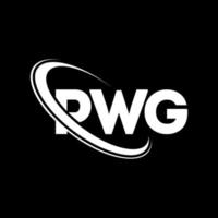 logotipo pwg. carta pg. design de logotipo de carta pwg. iniciais pwg logotipo ligado com círculo e logotipo monograma em maiúsculas. tipografia pwg para marca de tecnologia, negócios e imóveis. vetor
