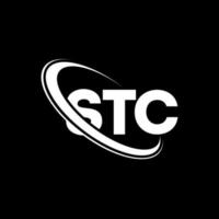 logotipo st. carta st. design de logotipo de carta stc. iniciais stc logotipo ligado com círculo e logotipo monograma maiúsculo. tipografia stc para marca de tecnologia, negócios e imóveis. vetor
