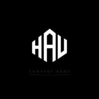 design de logotipo de carta hau com forma de polígono. hau polígono e design de logotipo em forma de cubo. hau hexagon vector logo template cores brancas e pretas. hau monograma, logotipo de negócios e imóveis.