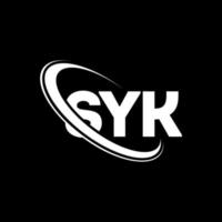 logotipo syk. carta sim. design de logotipo de carta syk. iniciais syk logotipo ligado com círculo e logotipo monograma maiúsculo. syk tipografia para tecnologia, negócios e marca imobiliária. vetor