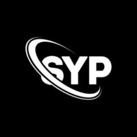 logotipo sip. carta sip. design de logotipo de carta syp. iniciais syp logotipo ligado com círculo e logotipo monograma maiúsculo. syp tipografia para marca de tecnologia, negócios e imóveis. vetor