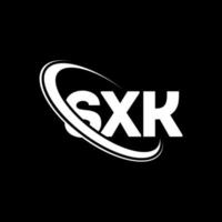 logotipo sxk. carta sks. design de logotipo de letra sxk. iniciais sxk logotipo ligado com círculo e logotipo monograma maiúsculo. sxk tipografia para tecnologia, negócios e marca imobiliária. vetor