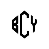 design de logotipo de carta bcy com forma de polígono. polígono bcy e design de logotipo em forma de cubo. modelo de logotipo de vetor hexágono bcy cores brancas e pretas. monograma bcy, logotipo de negócios e imóveis.